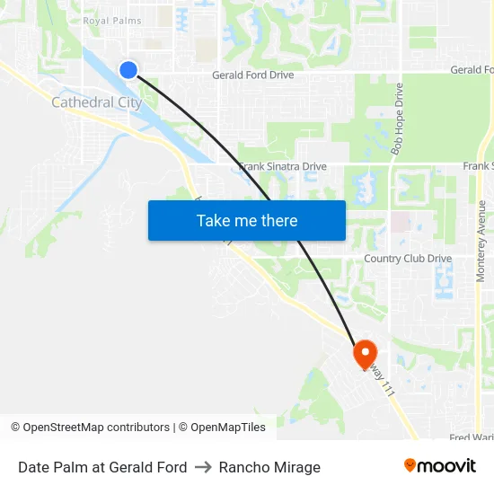 Date Palm at Gerald Ford to Rancho Mirage map