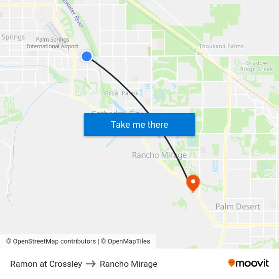 Ramon at Crossley to Rancho Mirage map