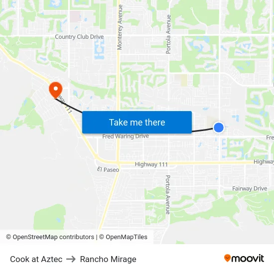 Cook at Aztec to Rancho Mirage map