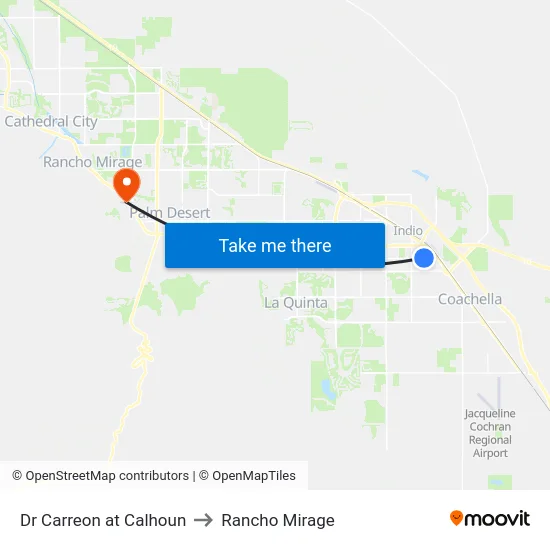 Dr Carreon at Calhoun to Rancho Mirage map