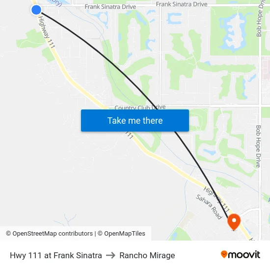 Hwy 111 at Frank Sinatra to Rancho Mirage map