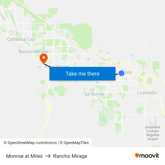 Monroe at Miles to Rancho Mirage map