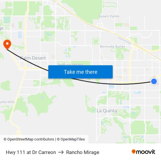 Hwy 111 at Dr Carreon to Rancho Mirage map