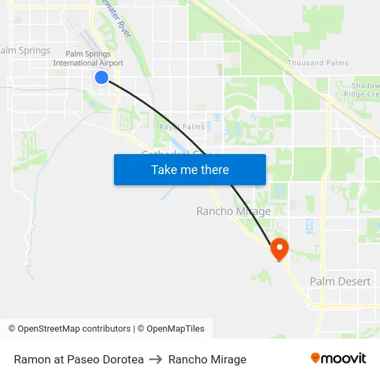 Ramon at Paseo Dorotea to Rancho Mirage map