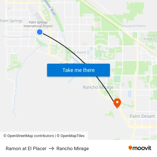 Ramon at El Placer to Rancho Mirage map