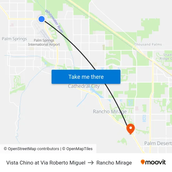 Vista Chino at Via Roberto Miguel to Rancho Mirage map