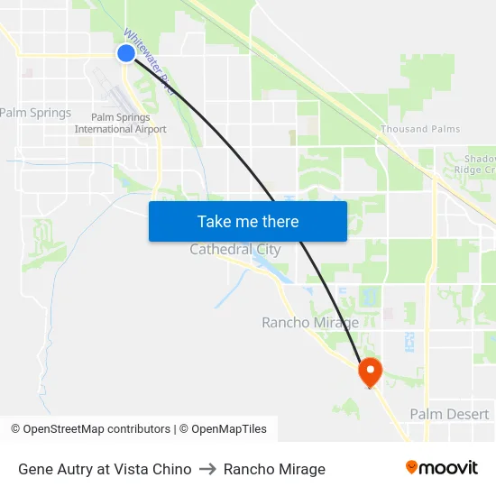Gene Autry at Vista Chino to Rancho Mirage map