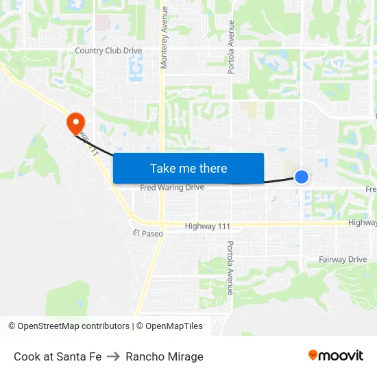 Cook at Santa Fe to Rancho Mirage map