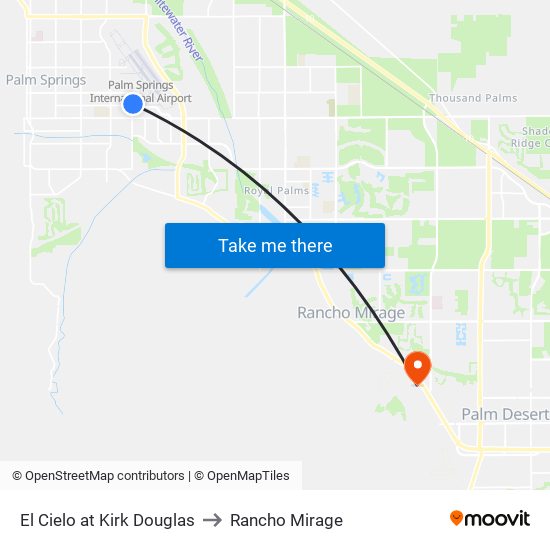 El Cielo at Kirk Douglas to Rancho Mirage map