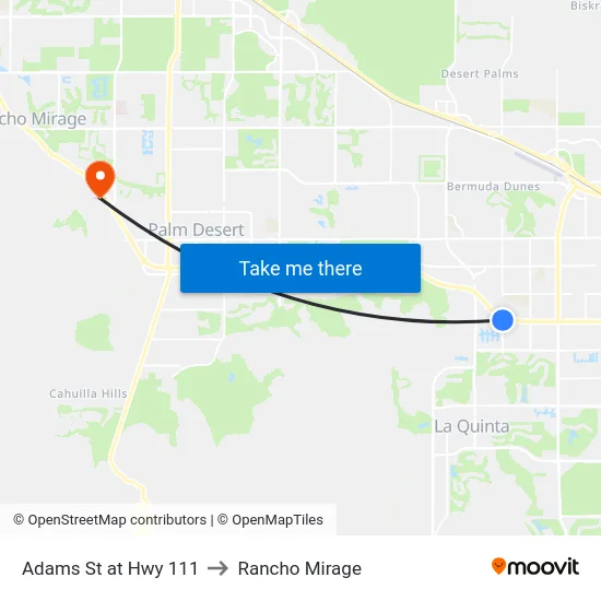 Adams St at Hwy 111 to Rancho Mirage map