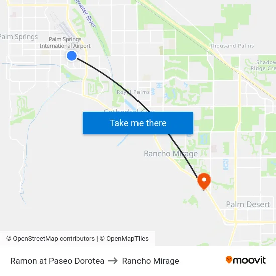 Ramon at Paseo Dorotea to Rancho Mirage map