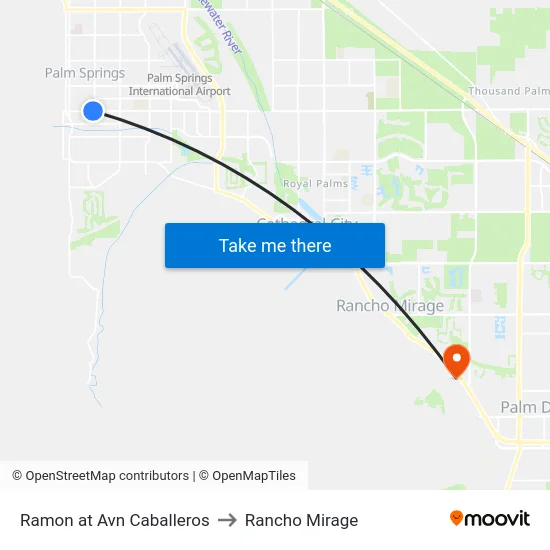 Ramon at Avn Caballeros to Rancho Mirage map