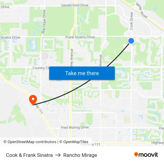 Cook & Frank Sinatra to Rancho Mirage map