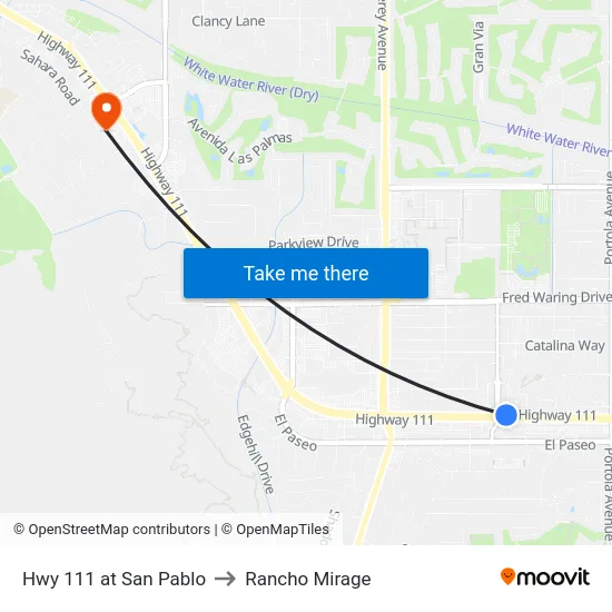 Hwy 111 at San Pablo to Rancho Mirage map