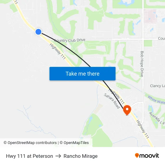 Hwy 111 at Peterson to Rancho Mirage map