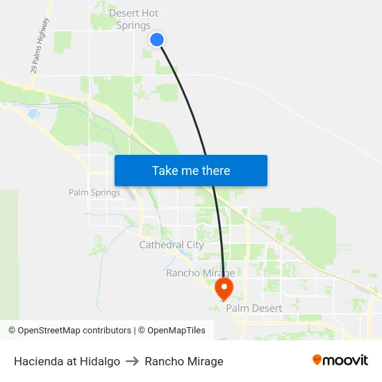 Hacienda at Hidalgo to Rancho Mirage map