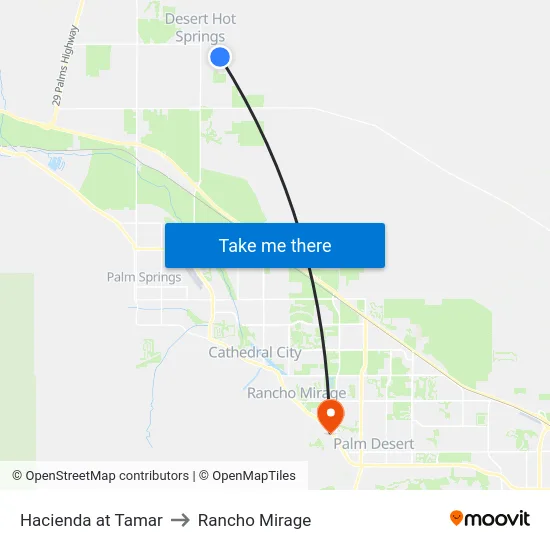 Hacienda at Tamar to Rancho Mirage map