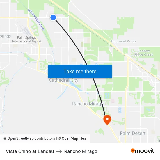 Vista Chino at Landau to Rancho Mirage map