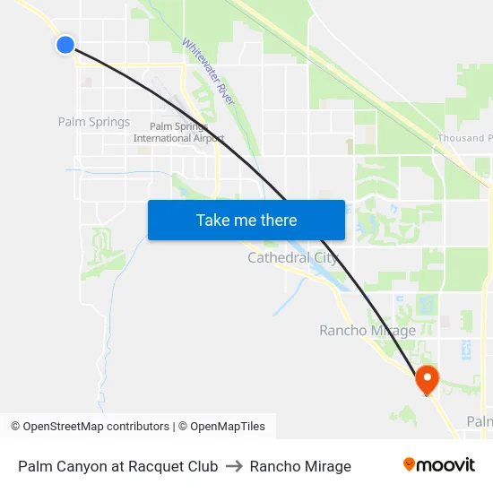 Palm Canyon at Racquet Club to Rancho Mirage map