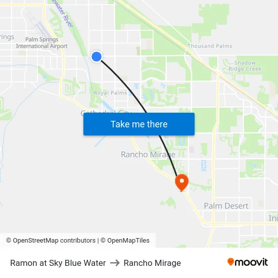 Ramon at Sky Blue Water to Rancho Mirage map
