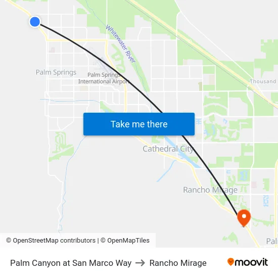 Palm Canyon at San Marco Way to Rancho Mirage map