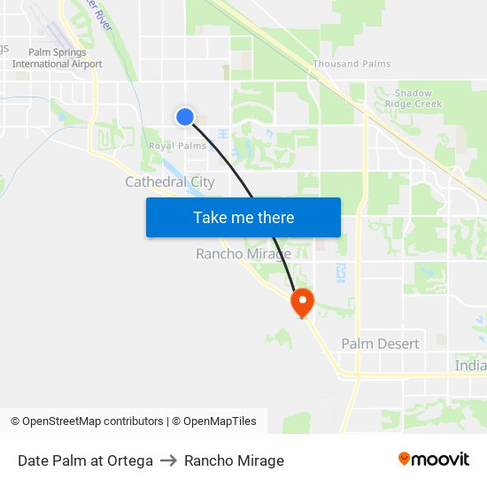 Date Palm at Ortega to Rancho Mirage map