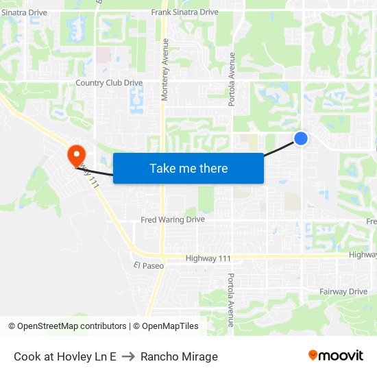 Cook at Hovley Ln E to Rancho Mirage map