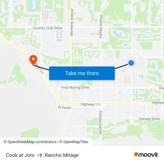 Cook at Joni to Rancho Mirage map