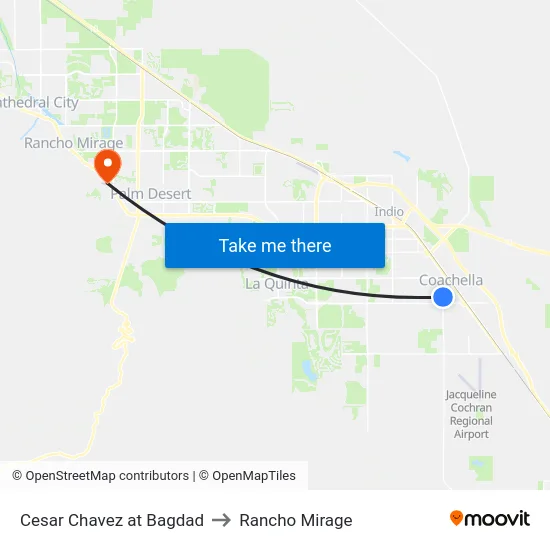 Cesar Chavez at Bagdad to Rancho Mirage map