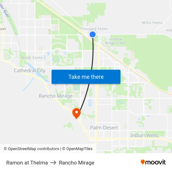 Ramon at Thelma to Rancho Mirage map