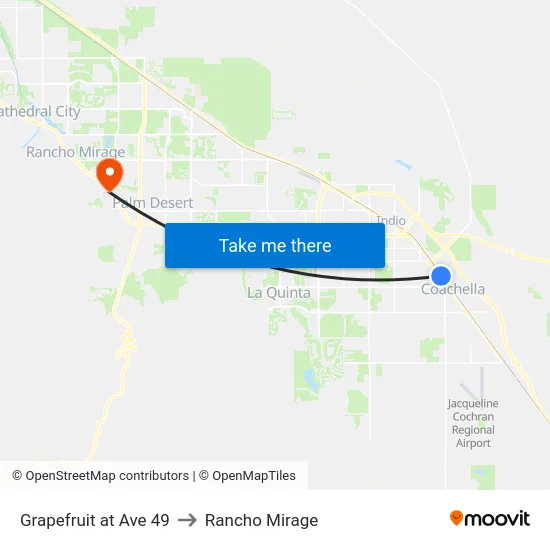 Grapefruit at Ave 49 to Rancho Mirage map