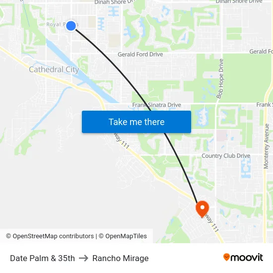 Date Palm & 35th to Rancho Mirage map