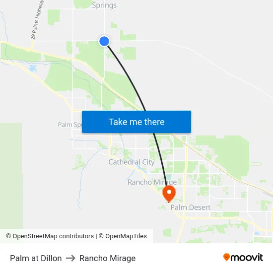 Palm at Dillon to Rancho Mirage map