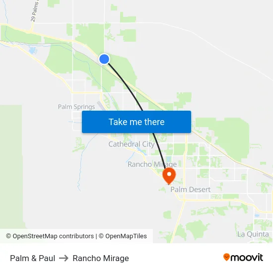 Palm & Paul to Rancho Mirage map