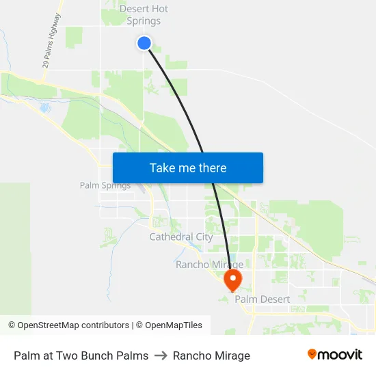 Palm at Two Bunch Palms to Rancho Mirage map