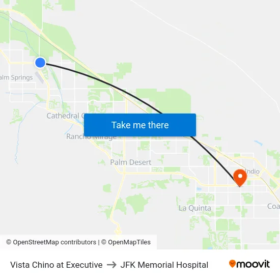 Vista Chino at Executive to JFK Memorial Hospital map