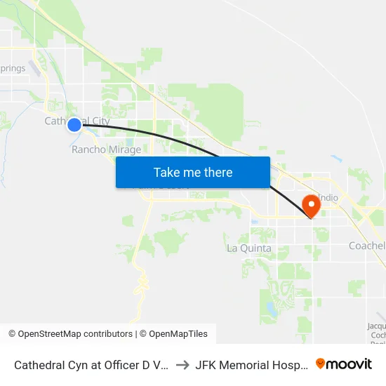 Cathedral Cyn at Officer D Vsqz to JFK Memorial Hospital map