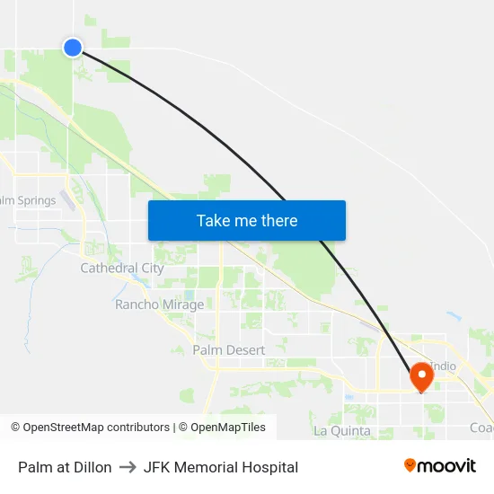 Palm at Dillon to JFK Memorial Hospital map
