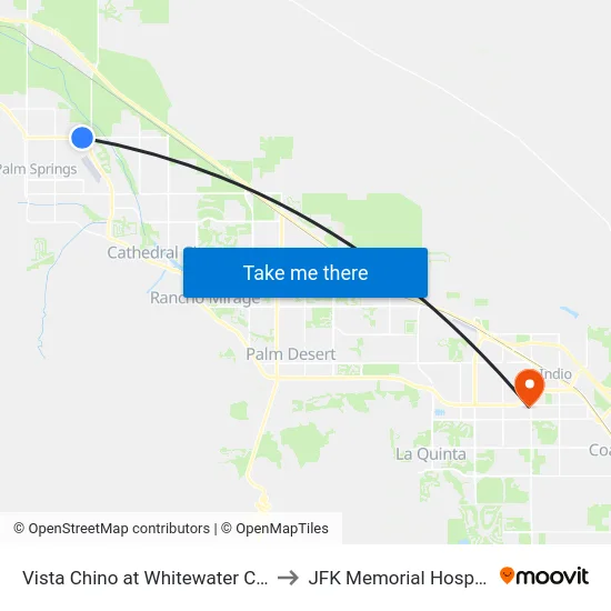 Vista Chino at Whitewater Club to JFK Memorial Hospital map