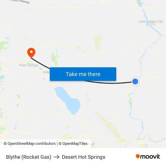 Blythe (Rocket Gas) to Desert Hot Springs map