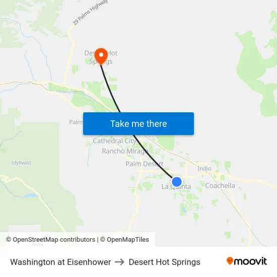 Washington at Eisenhower to Desert Hot Springs map