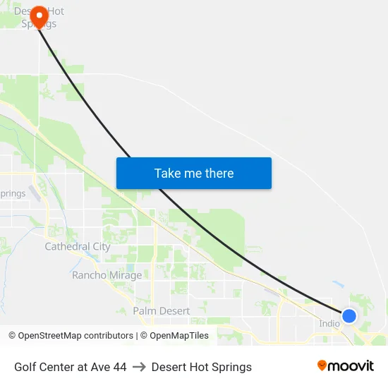 Golf Center at Ave 44 to Desert Hot Springs map