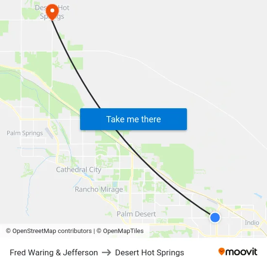 Fred Waring & Jefferson to Desert Hot Springs map