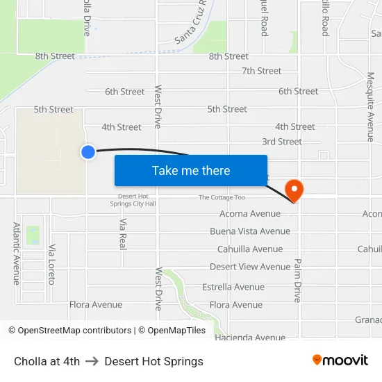 Cholla at 4th to Desert Hot Springs map
