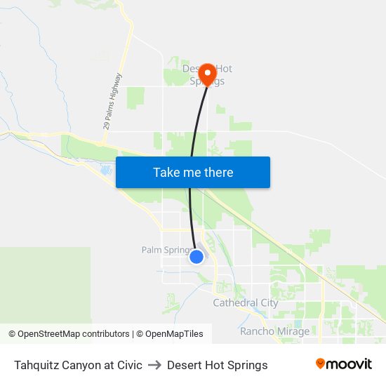 Tahquitz Canyon at Civic to Desert Hot Springs map