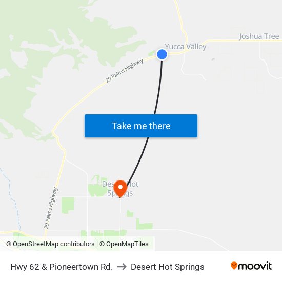 Hwy 62 & Pioneertown Rd. to Desert Hot Springs map