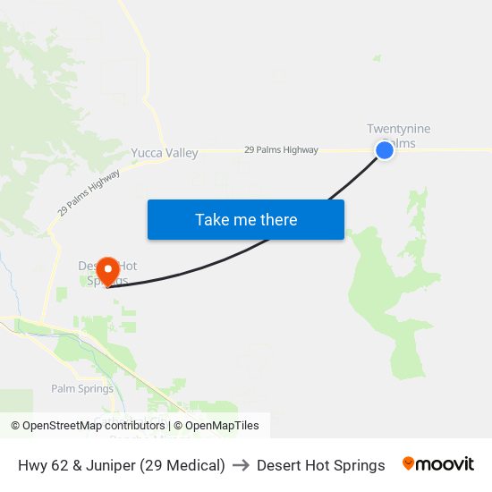 Hwy 62 & Juniper (29 Medical) to Desert Hot Springs map