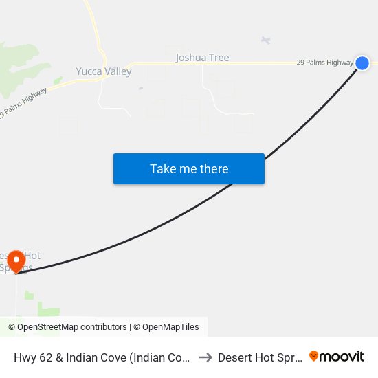 Hwy 62 & Indian Cove (Indian Cove Mkt) to Desert Hot Springs map