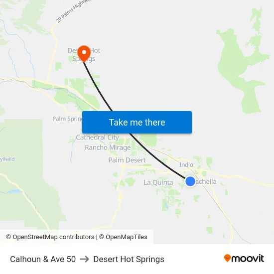 Calhoun & Ave 50 to Desert Hot Springs map