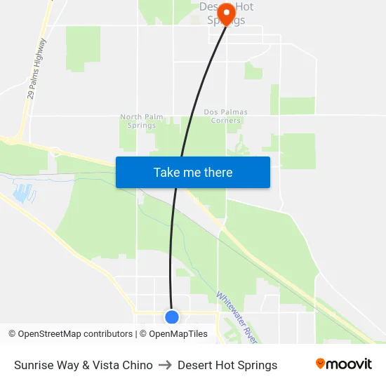 Sunrise Way & Vista Chino to Desert Hot Springs map